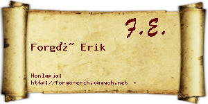 Forgó Erik névjegykártya